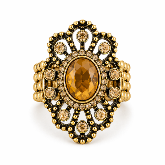 Golden Honey Halo Statement Ring