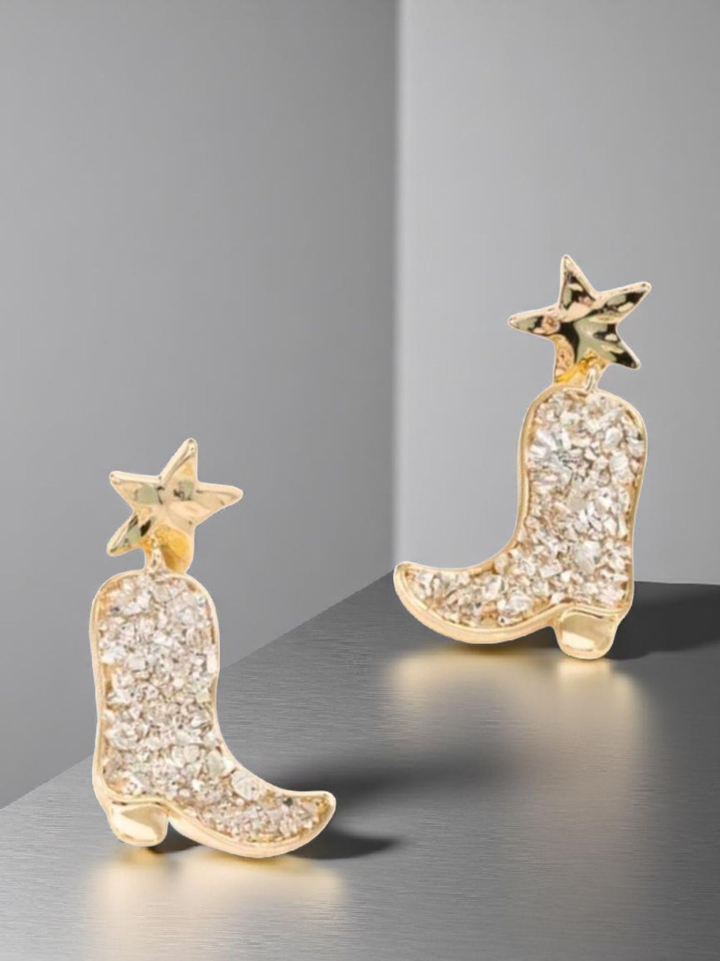 The Light Go Out Glitter Cowgirl Boots Fashion Earrings