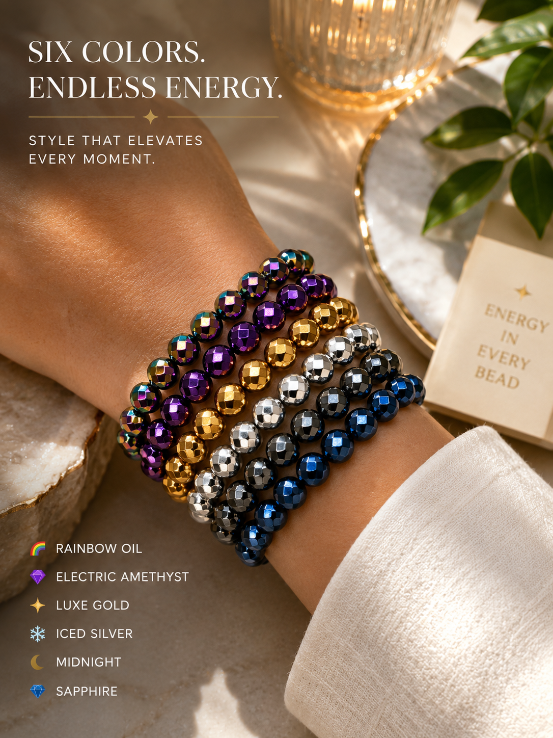 The Afterglow Glass Faceted Bracelet Collection