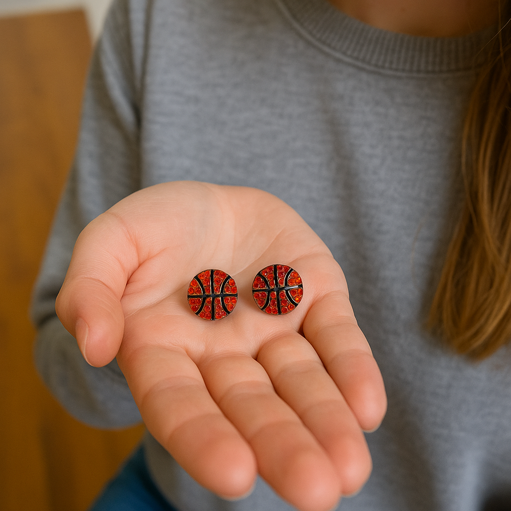 On Her Game Rhinestone Sports Stud Earrings