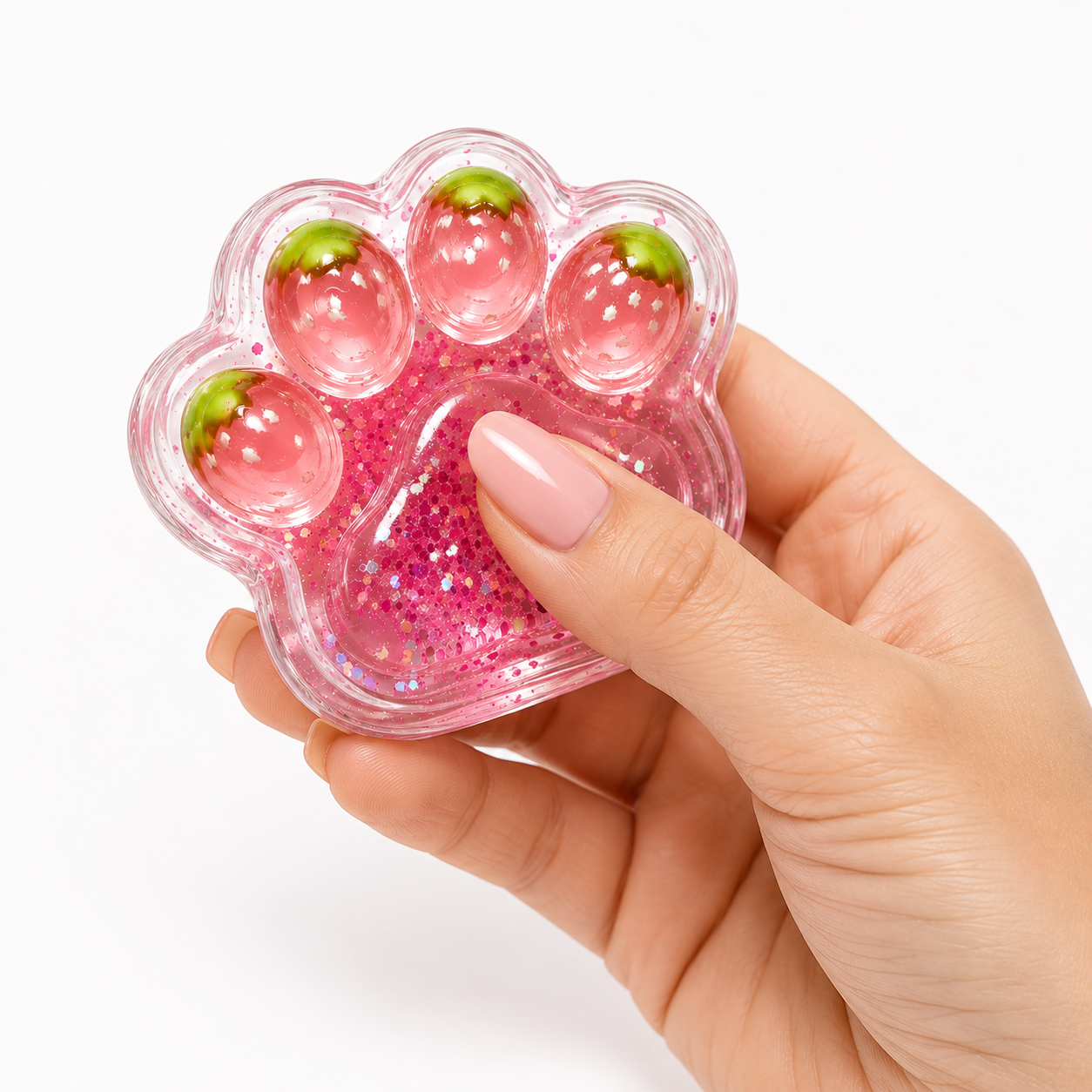 Pinch Family Strawberry Glitter Paw Squishy