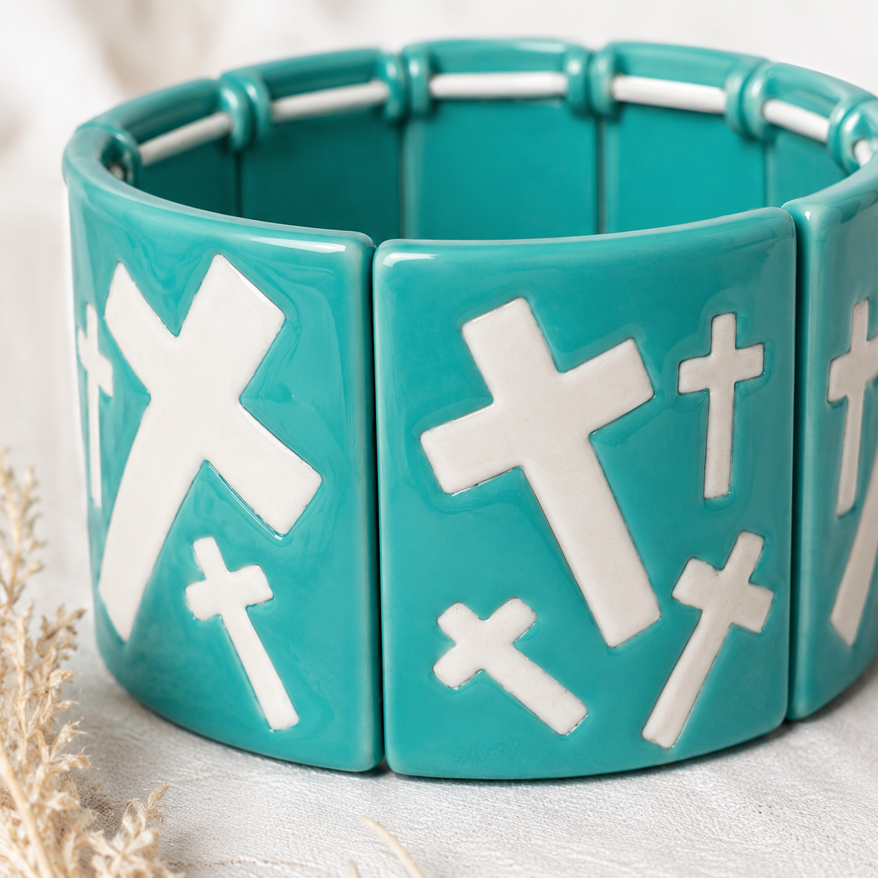 Faith Over Fear Stretch Cuff Bracelet