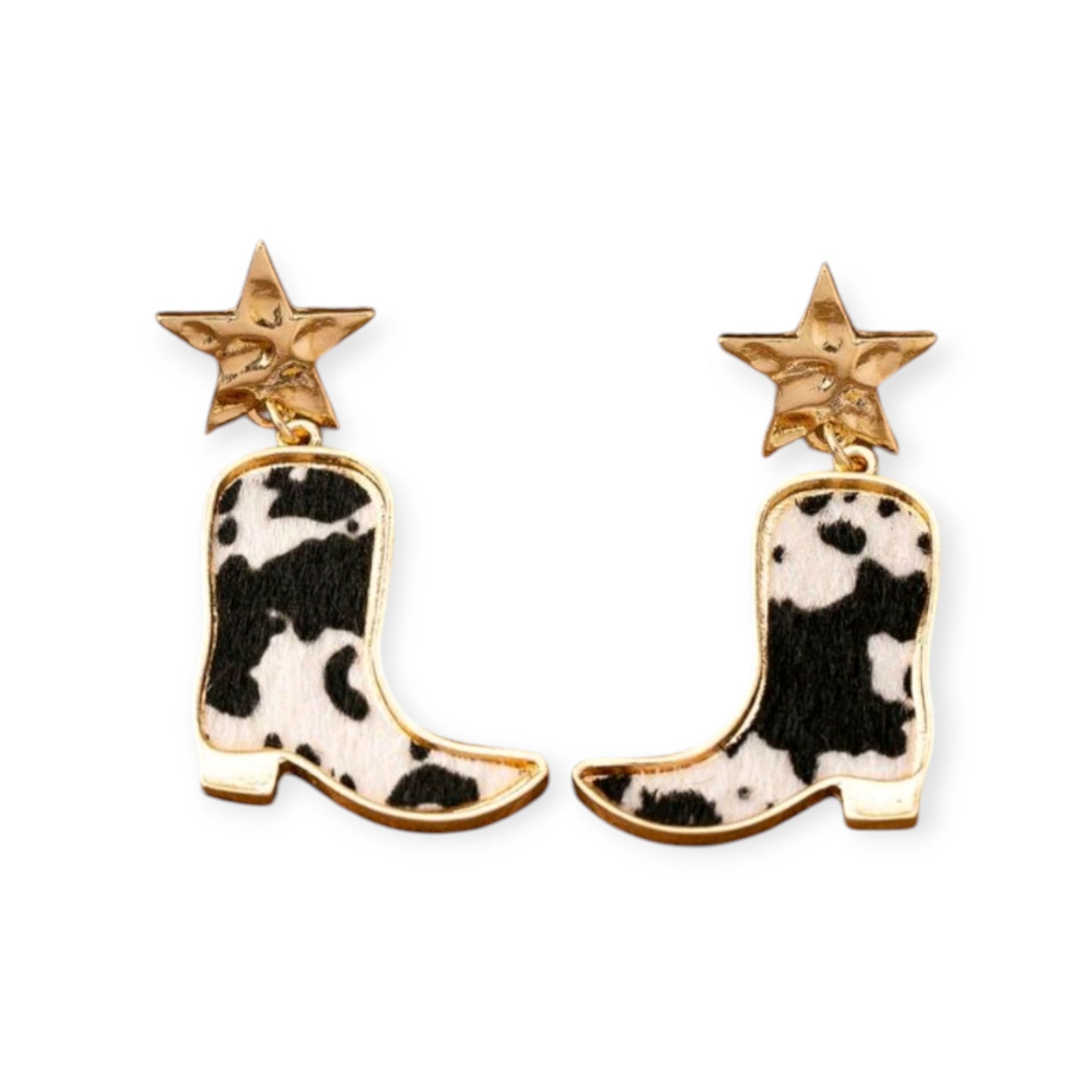 Boot Scootin' Cowhide Print Earrings