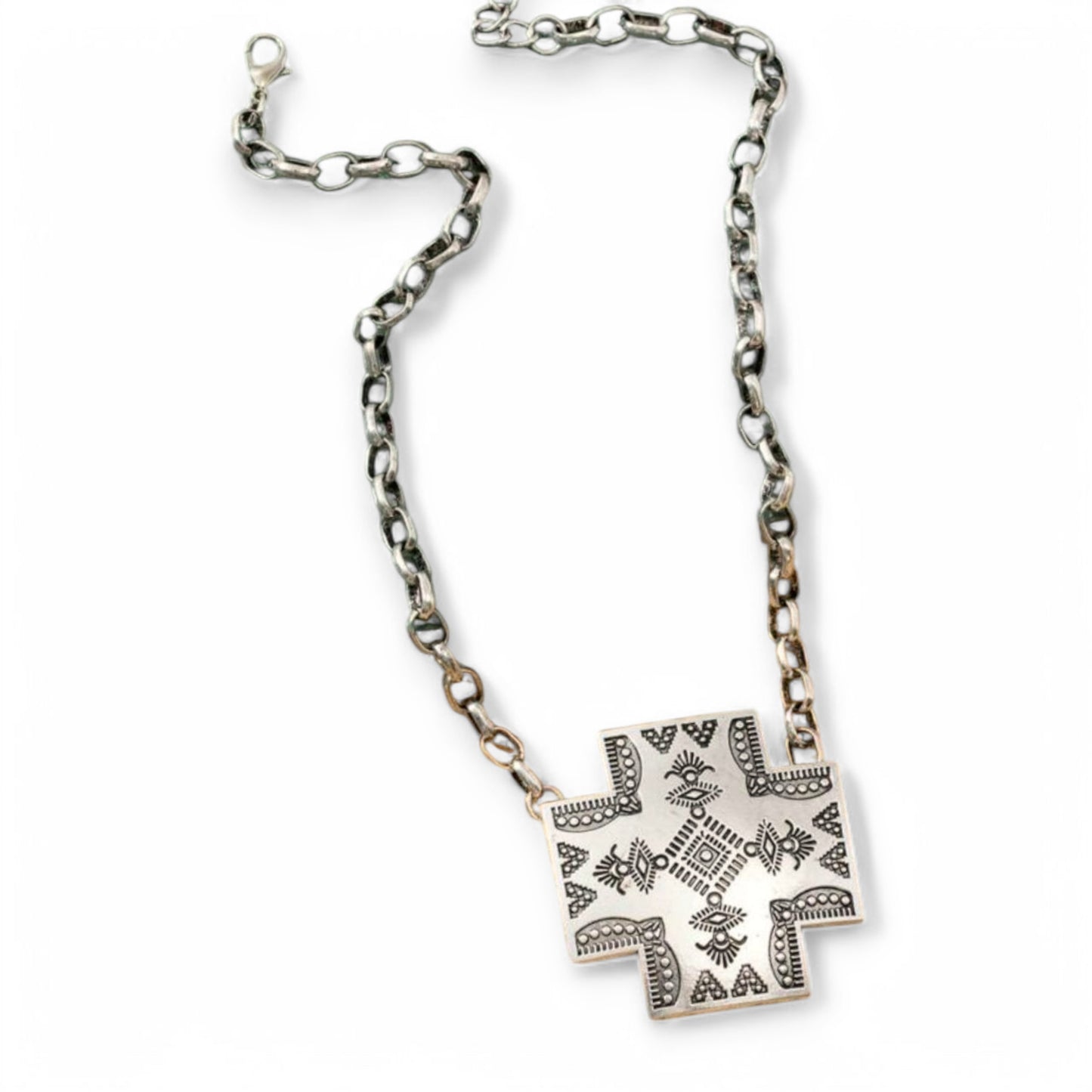 Hand Printed Boho Wild West Chain Necklace