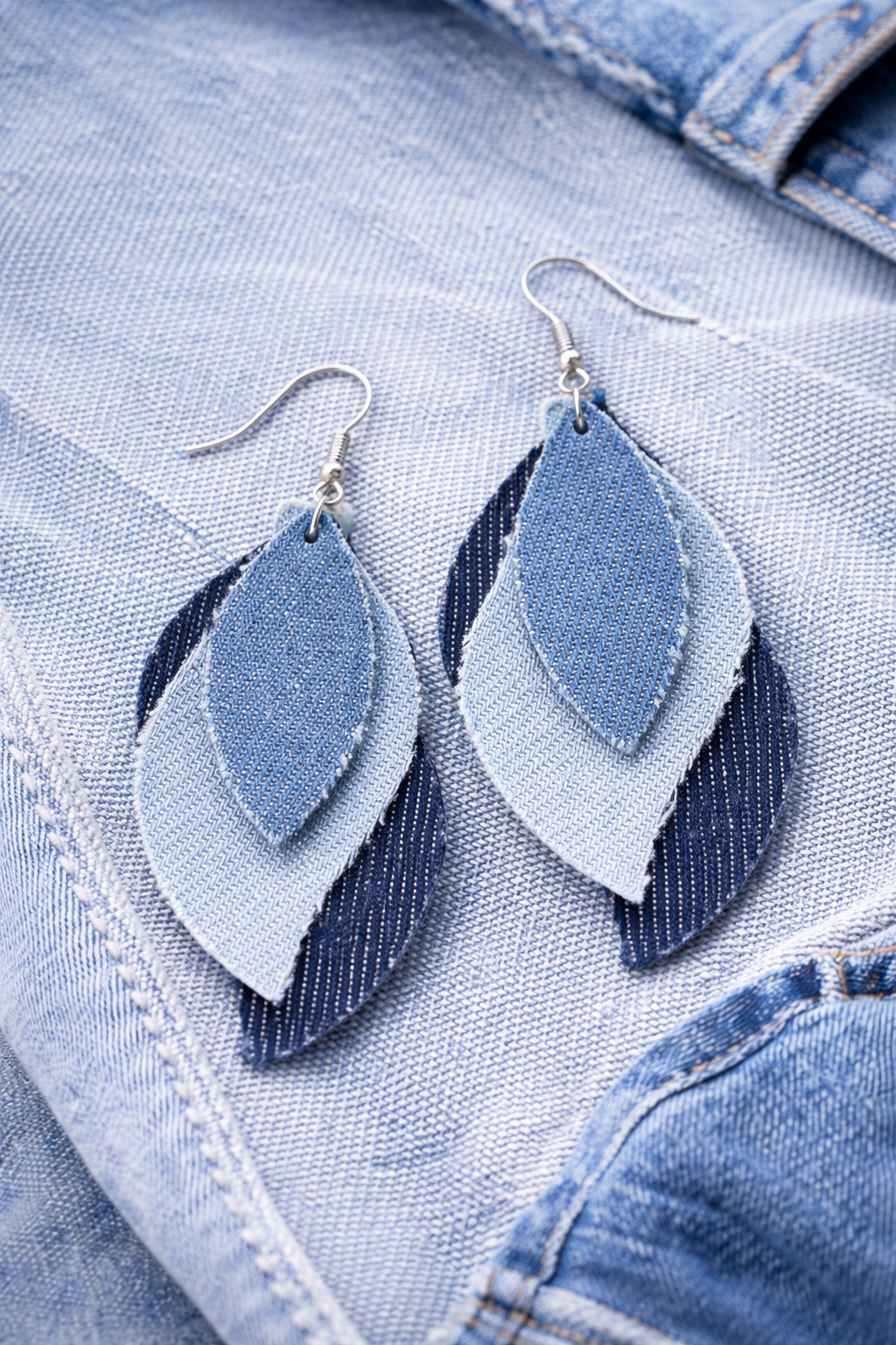 Blue Jean Dream Leaf Earrings