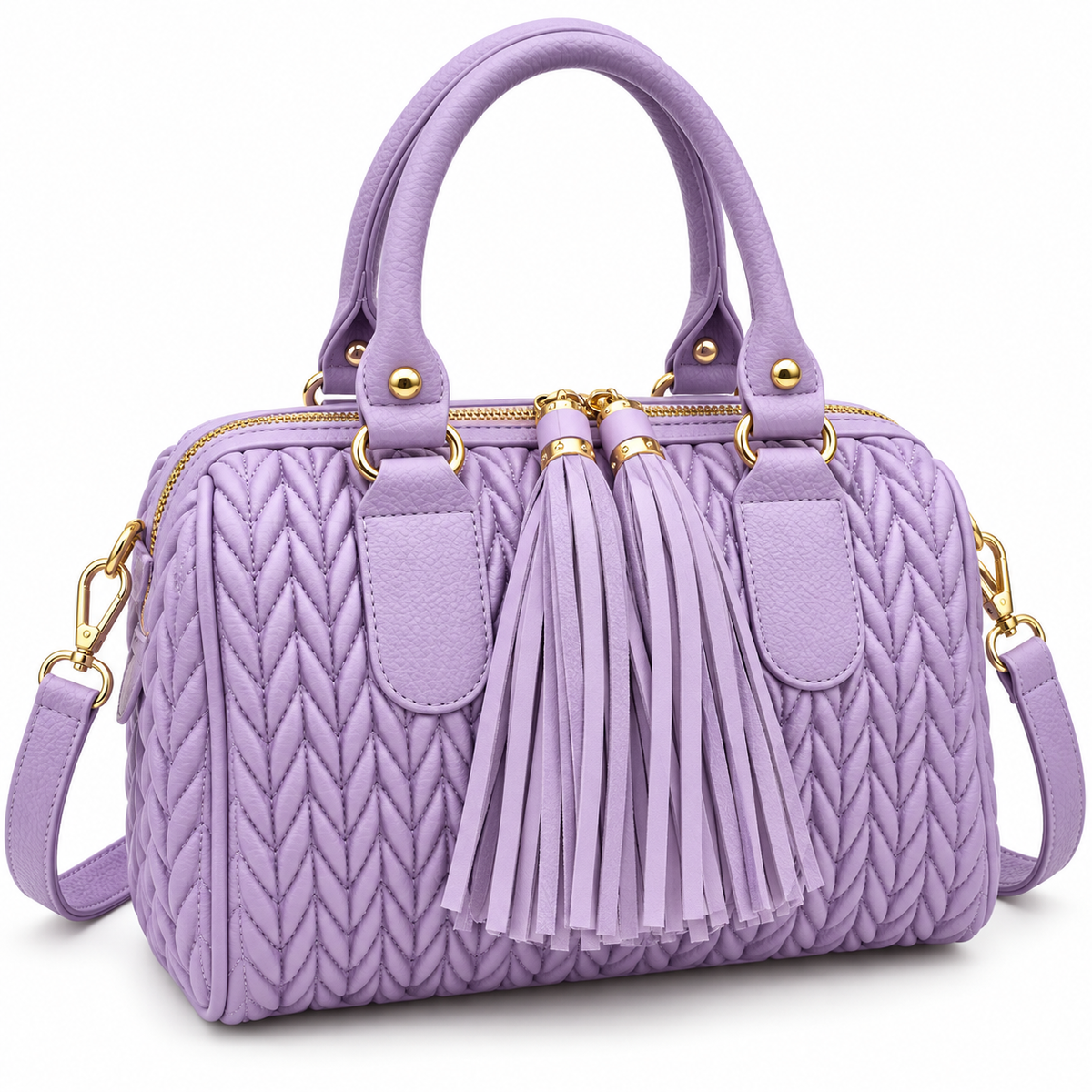 Canyon Luxe Quilted Chevron Satchel – Top Handle Crossbody Bag