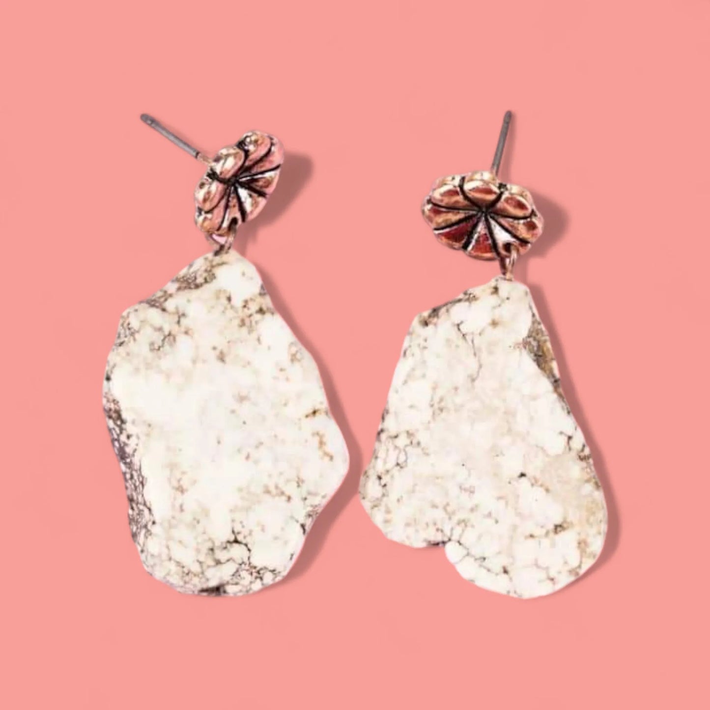 Western Ivory Faux Crackle Earrings