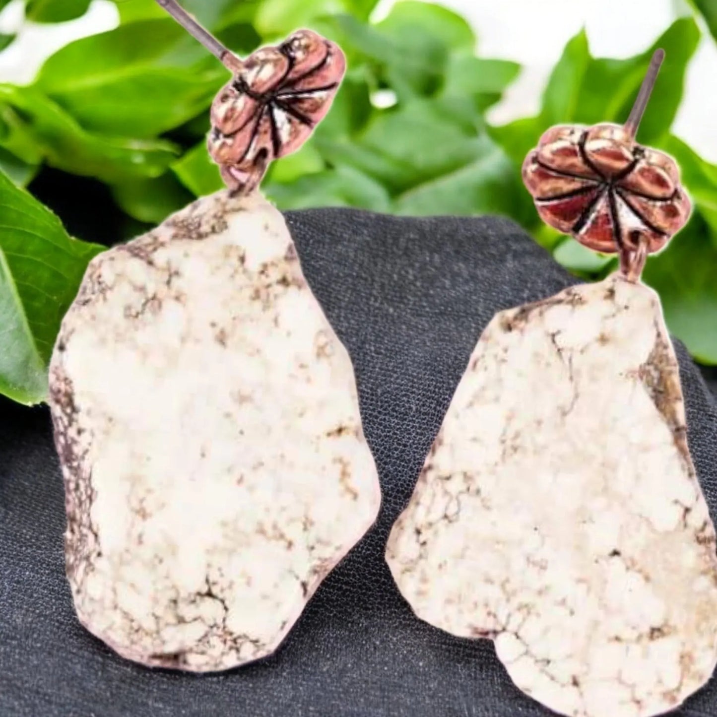 Western Ivory Faux Crackle Earrings