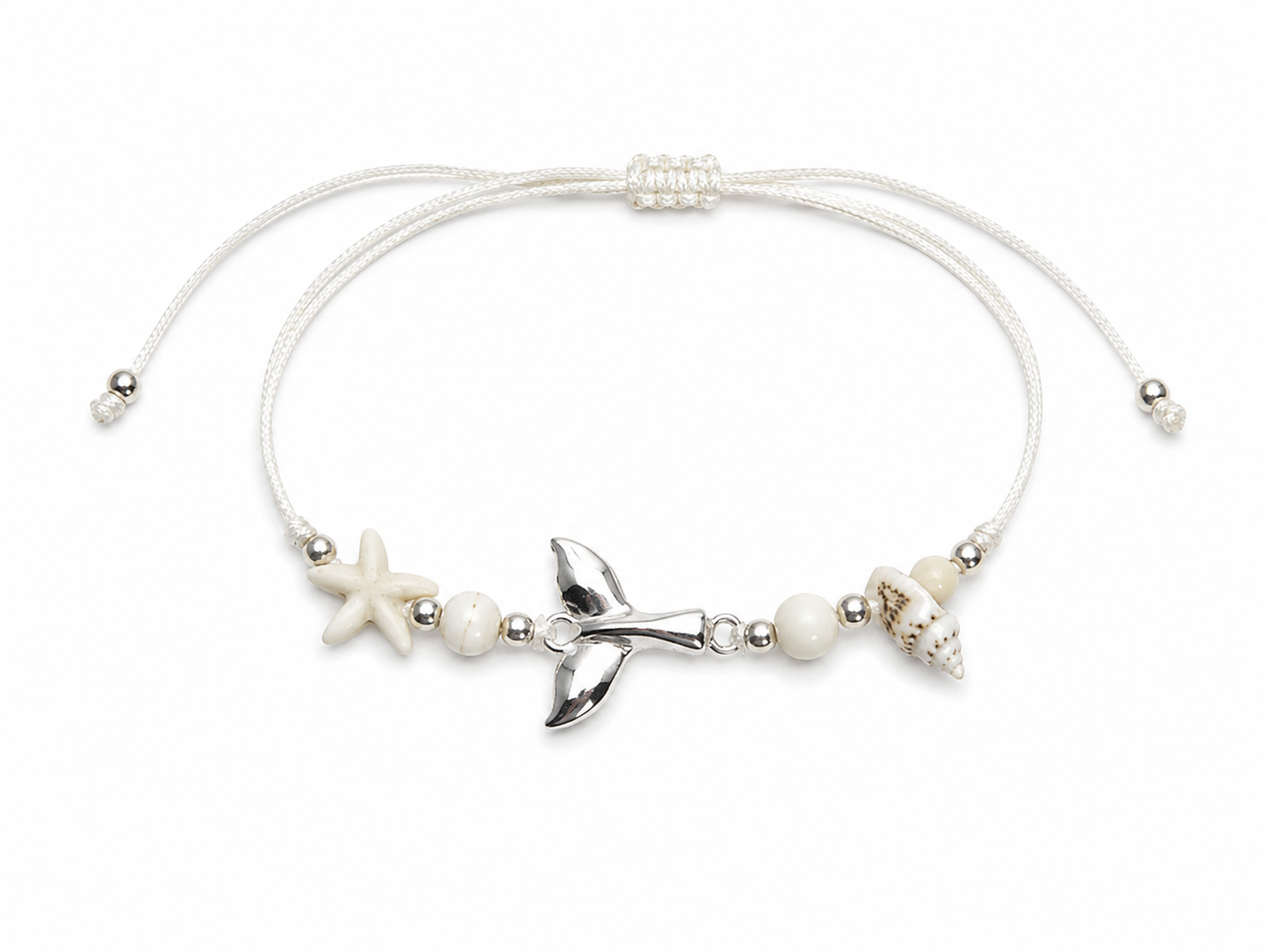 Adjustable Coastal Charm Bracelet Anklet – Beach Shell Starfish Summer Jewelry