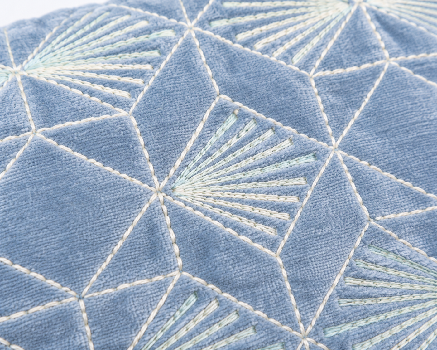 Blue Horizon Velvet Pouch | Embroidered Travel & Cosmetic Bag