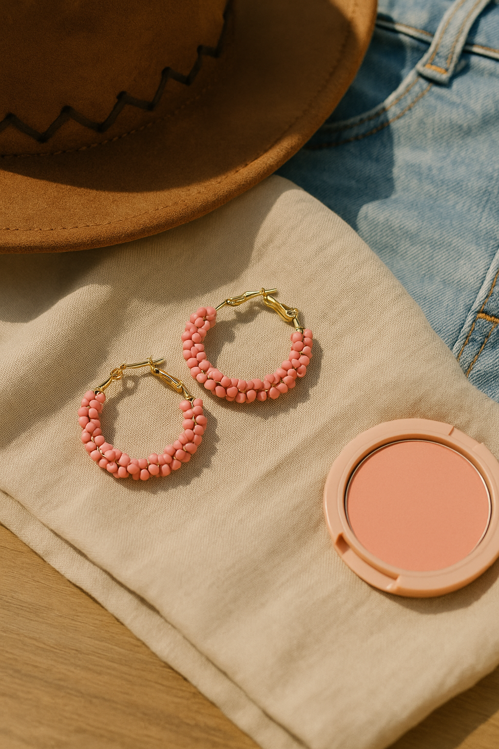 Bright And Light Seed Bead Hoop Earrings
