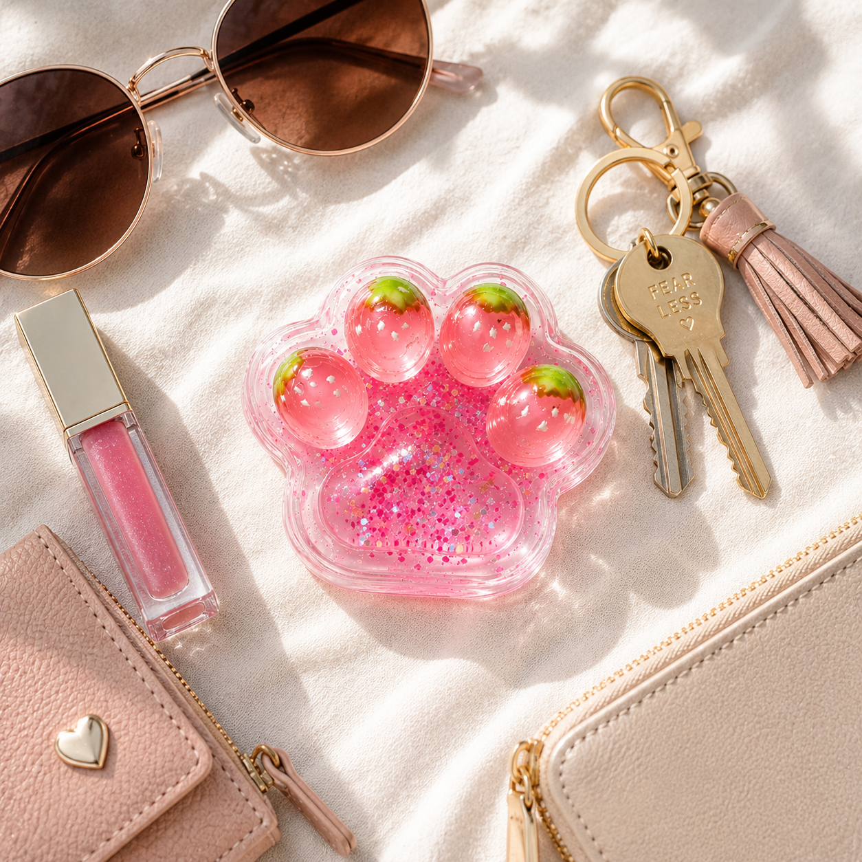 Pinch Family Strawberry Glitter Paw Squishy