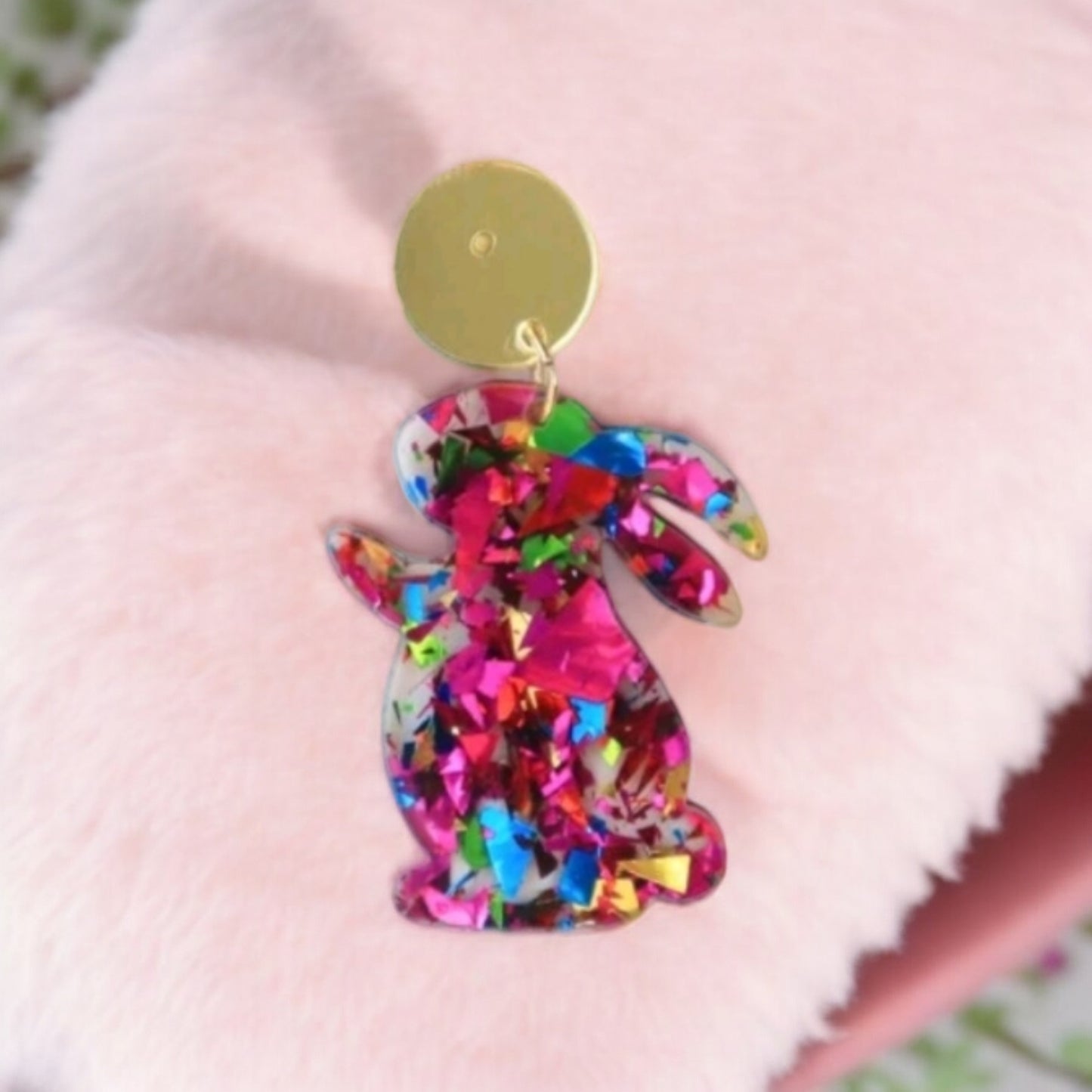 Glitter Easter Bunny Post Fashion Earrings