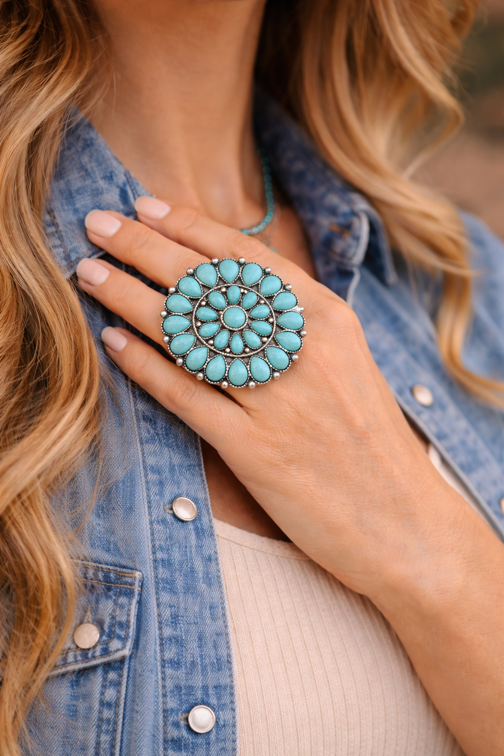 Turquoise Territory Cluster Ring