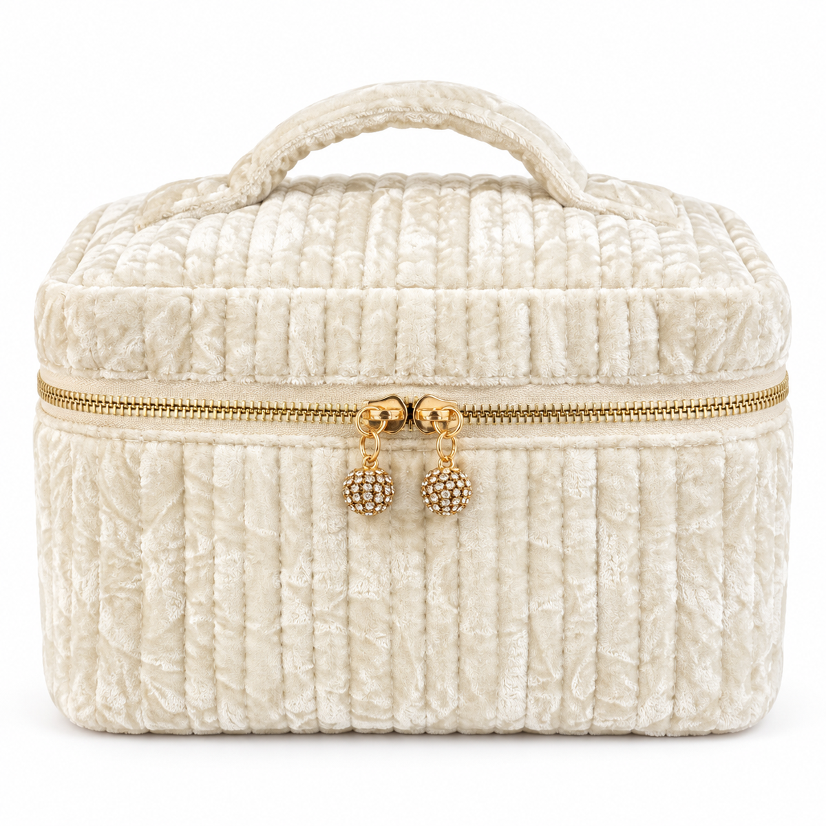 The Velvet Hour Vanity Case – Quilted Cosmetic Organizer