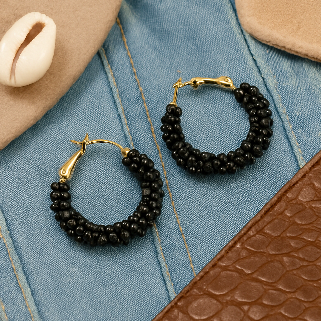 Bright And Light Seed Bead Hoop Earrings