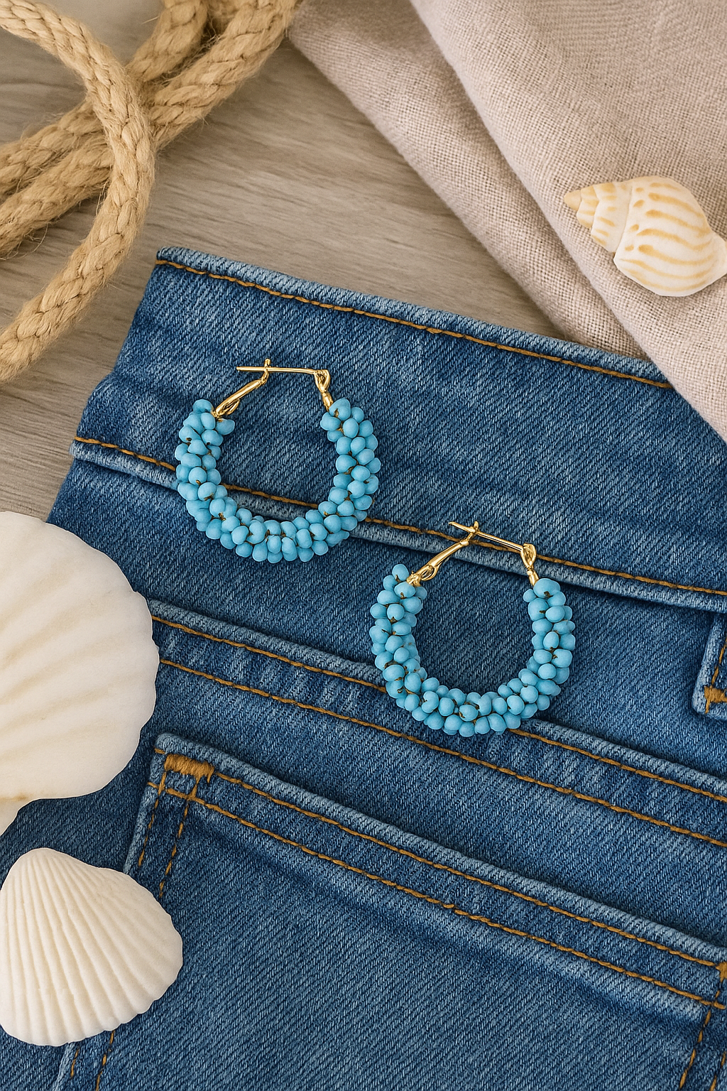 Bright And Light Seed Bead Hoop Earrings