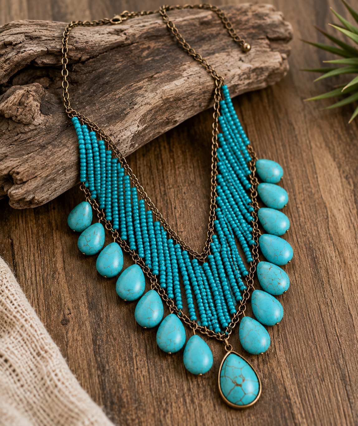 Desert Cascade Turquoise Statement Necklace
