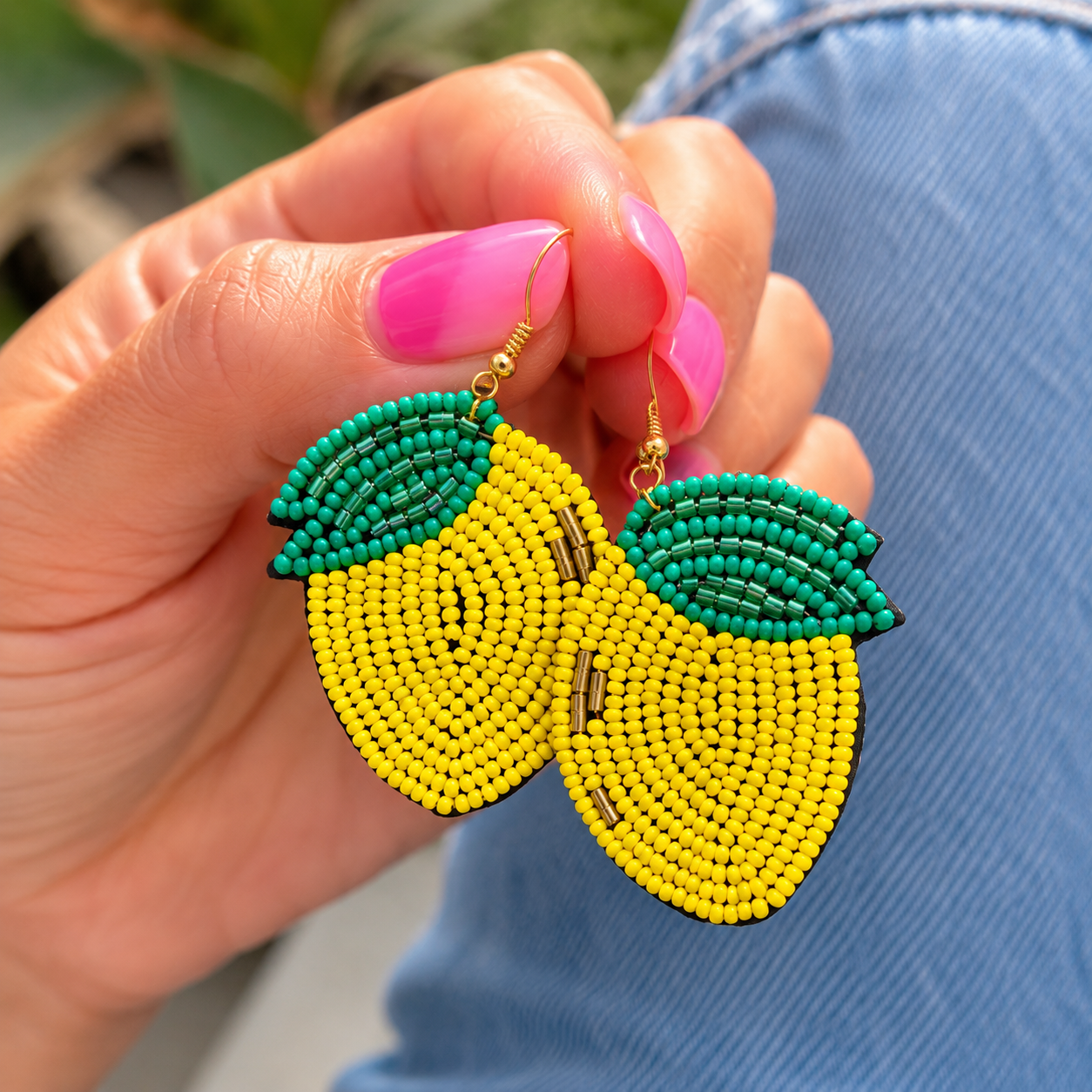 Lemon Twist Beaded Earring YELLOW