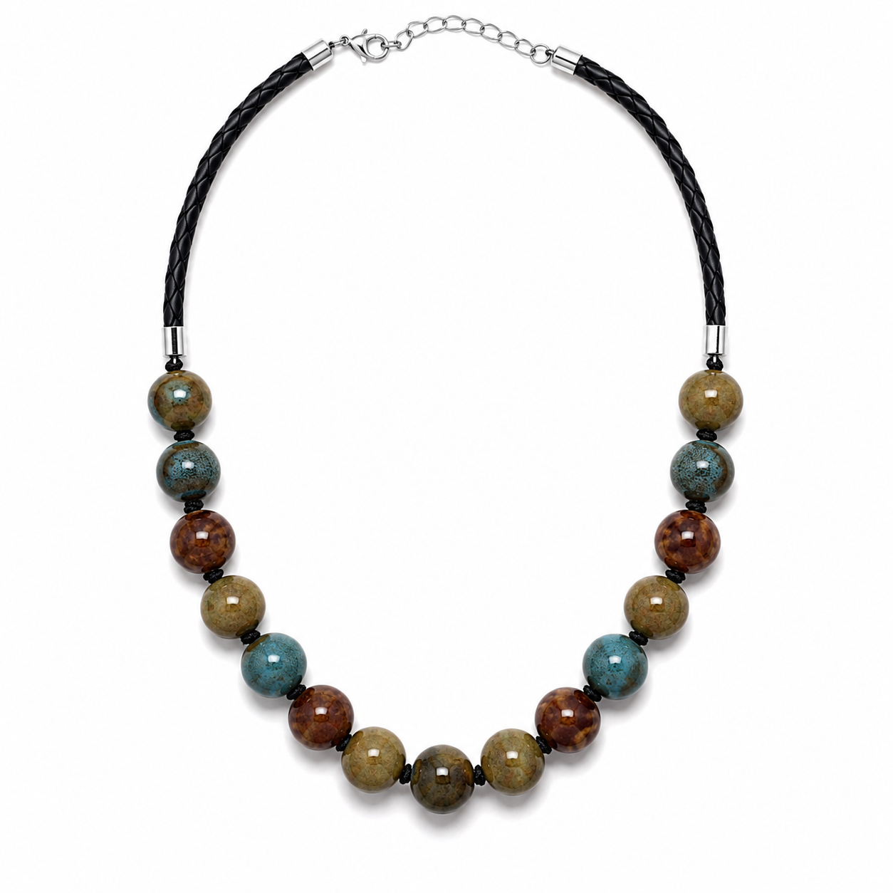 Coastal Canyon Round Ceramic Bead Necklace – Coastal Cowgirl Boho Statement Jewelry