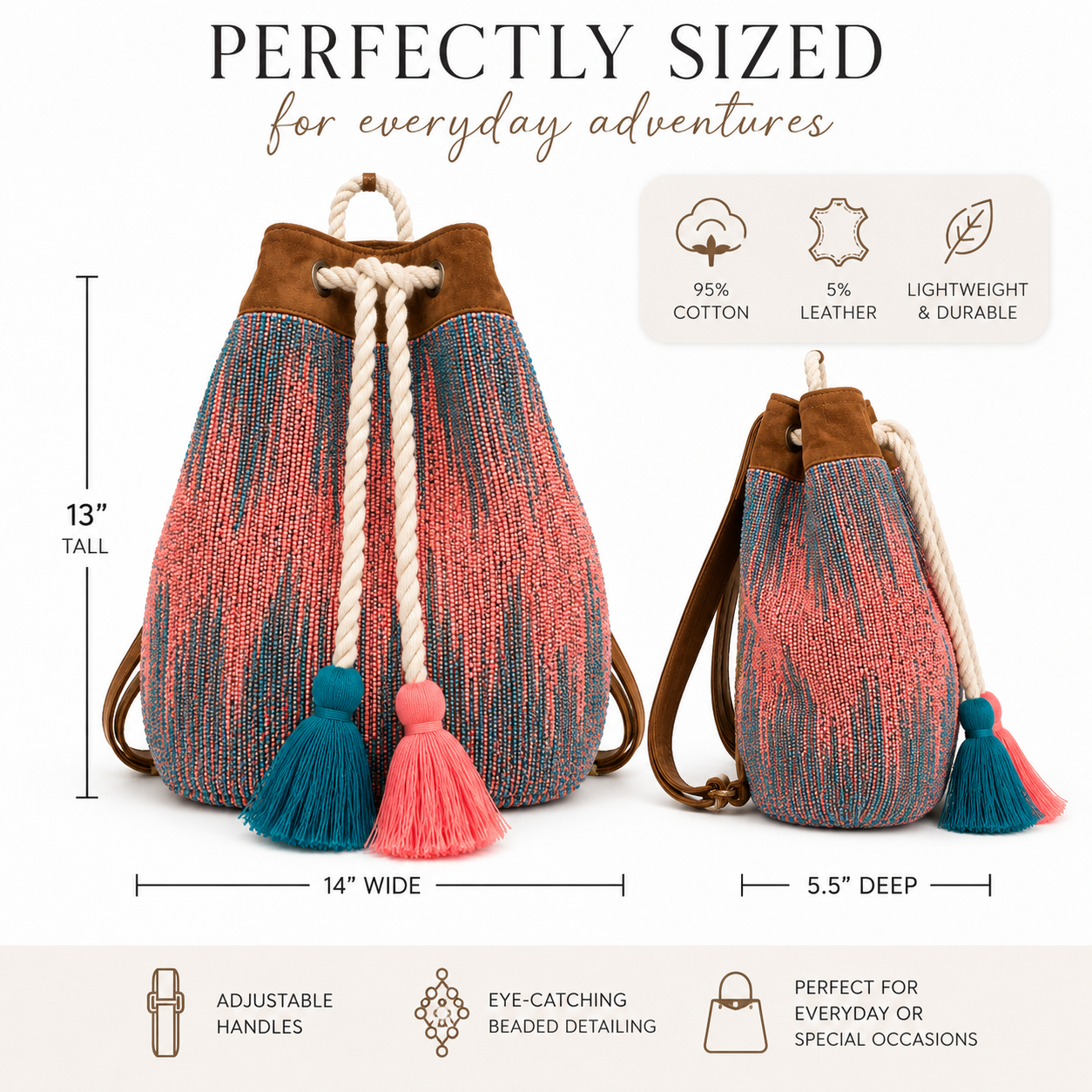 Sunset Trail Beaded Backpack | Coastal Cowgirl Boho Backpack