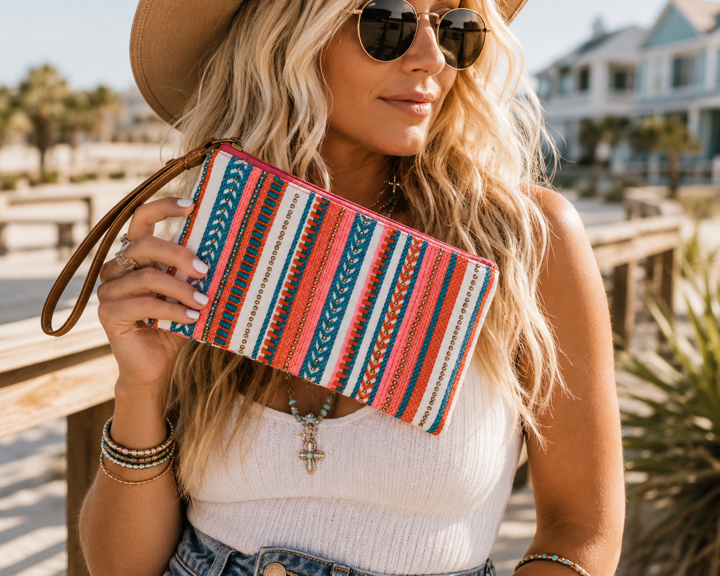 Sunset Stripe Wristlet