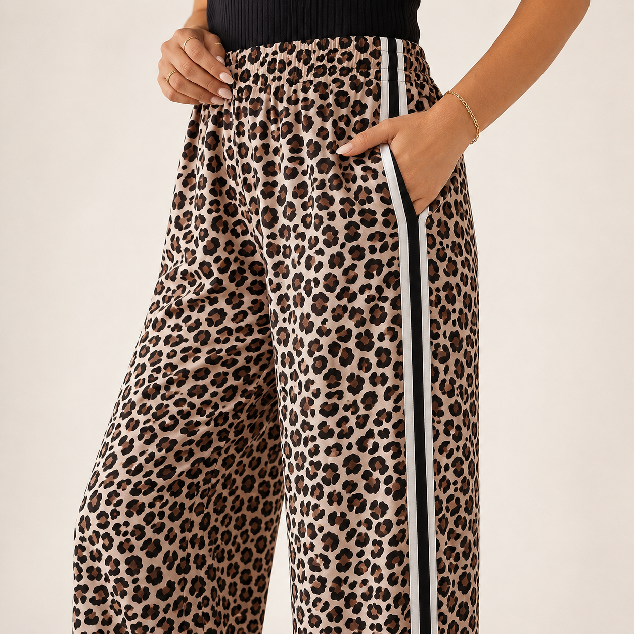 Wild at Ease Leopard Stripe Wide Leg Pants