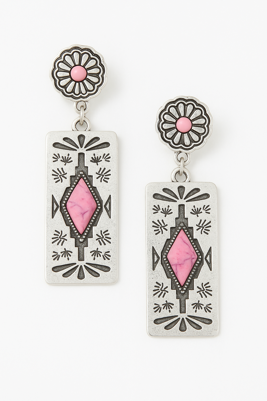 Western Sky Drops – Turquoise Engraved Western Earrings