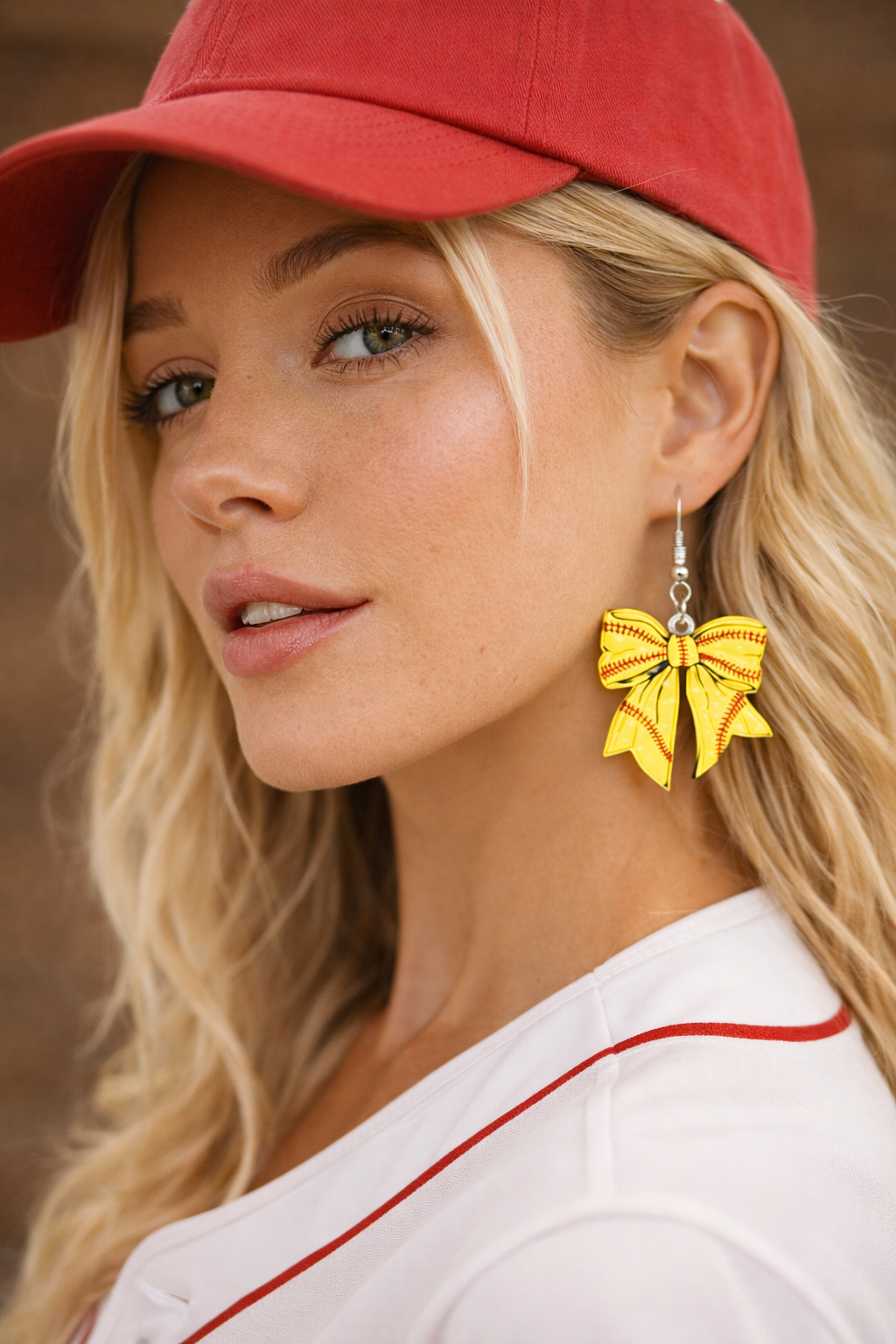 Game Day Bow Baseball Earrings