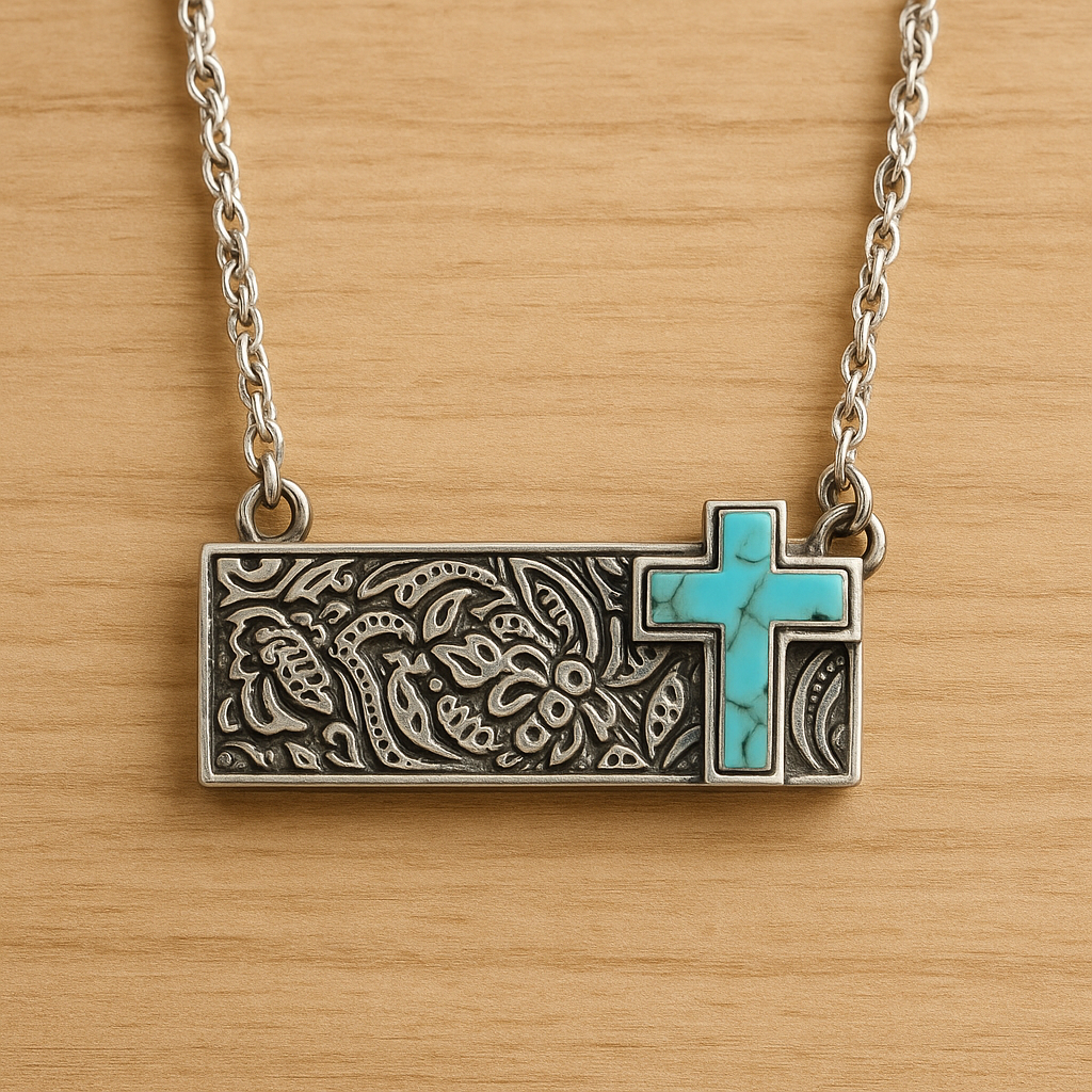 Cross Western Bar Necklace