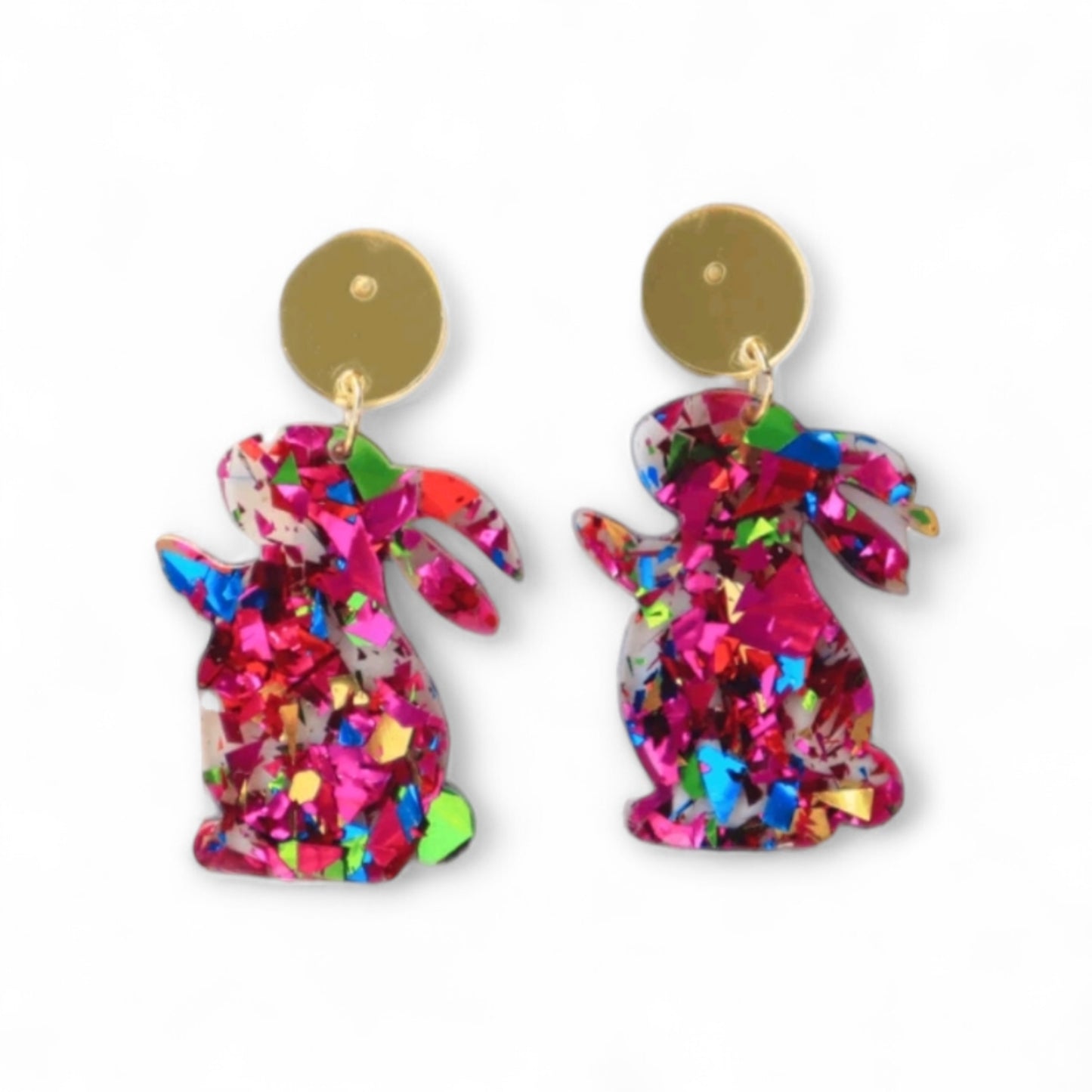 Glitter Easter Bunny Post Fashion Earrings