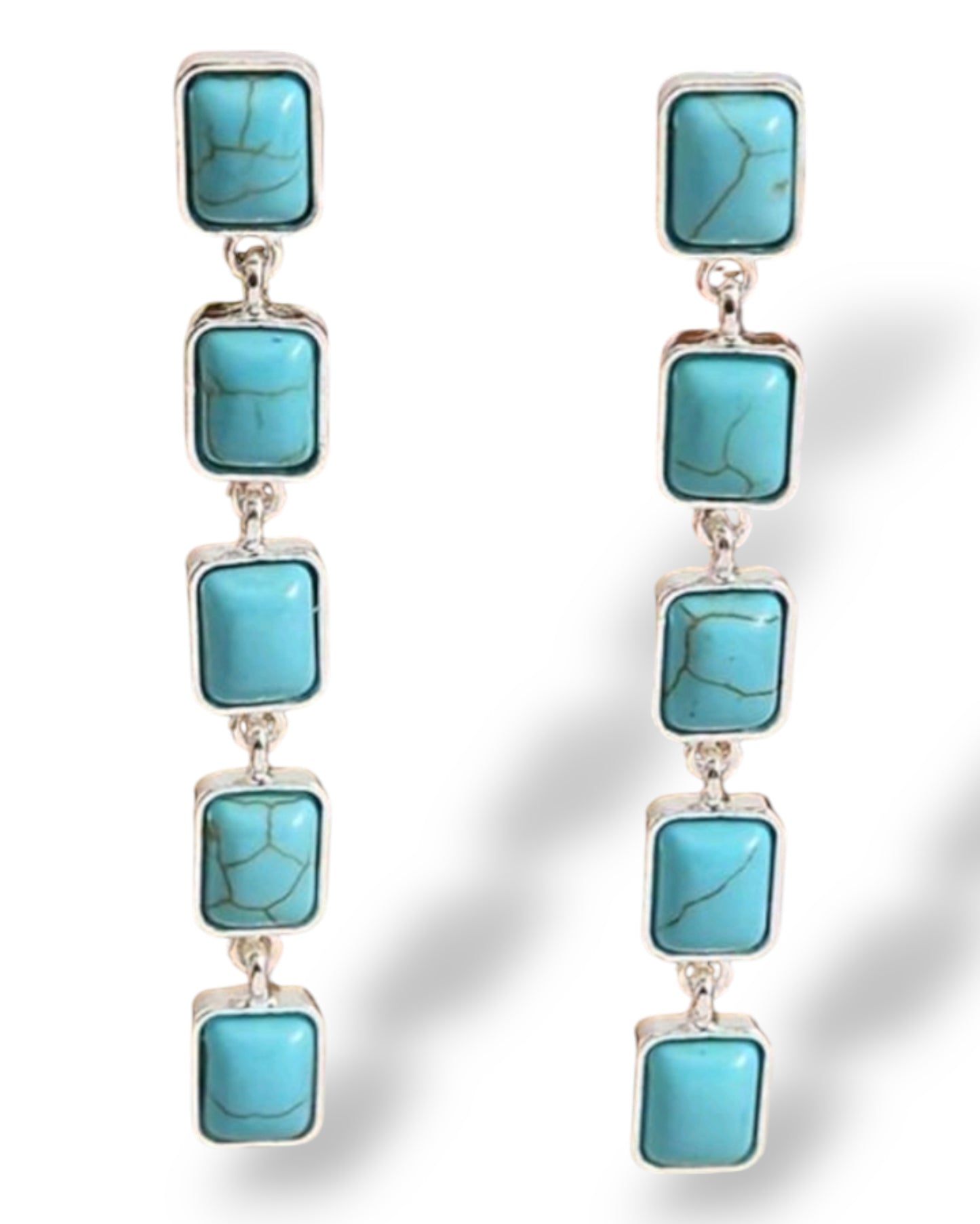 Dressed In Cowgirl Blue Drop Statement Dangle Earrings