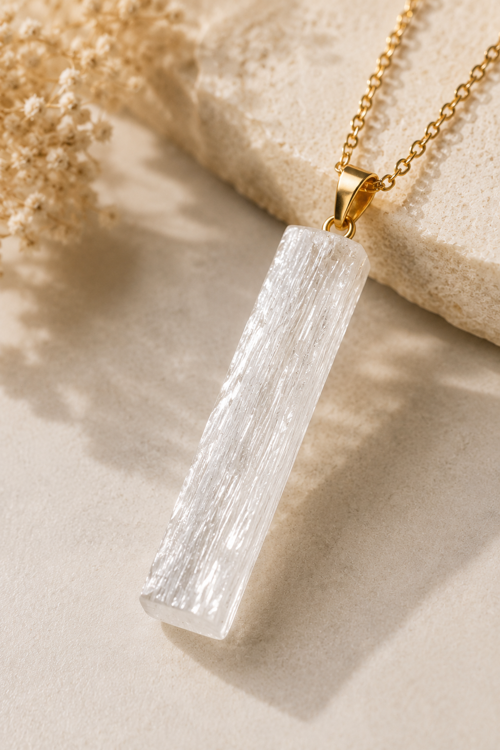 Clear Horizon Selenite Pendant Necklace