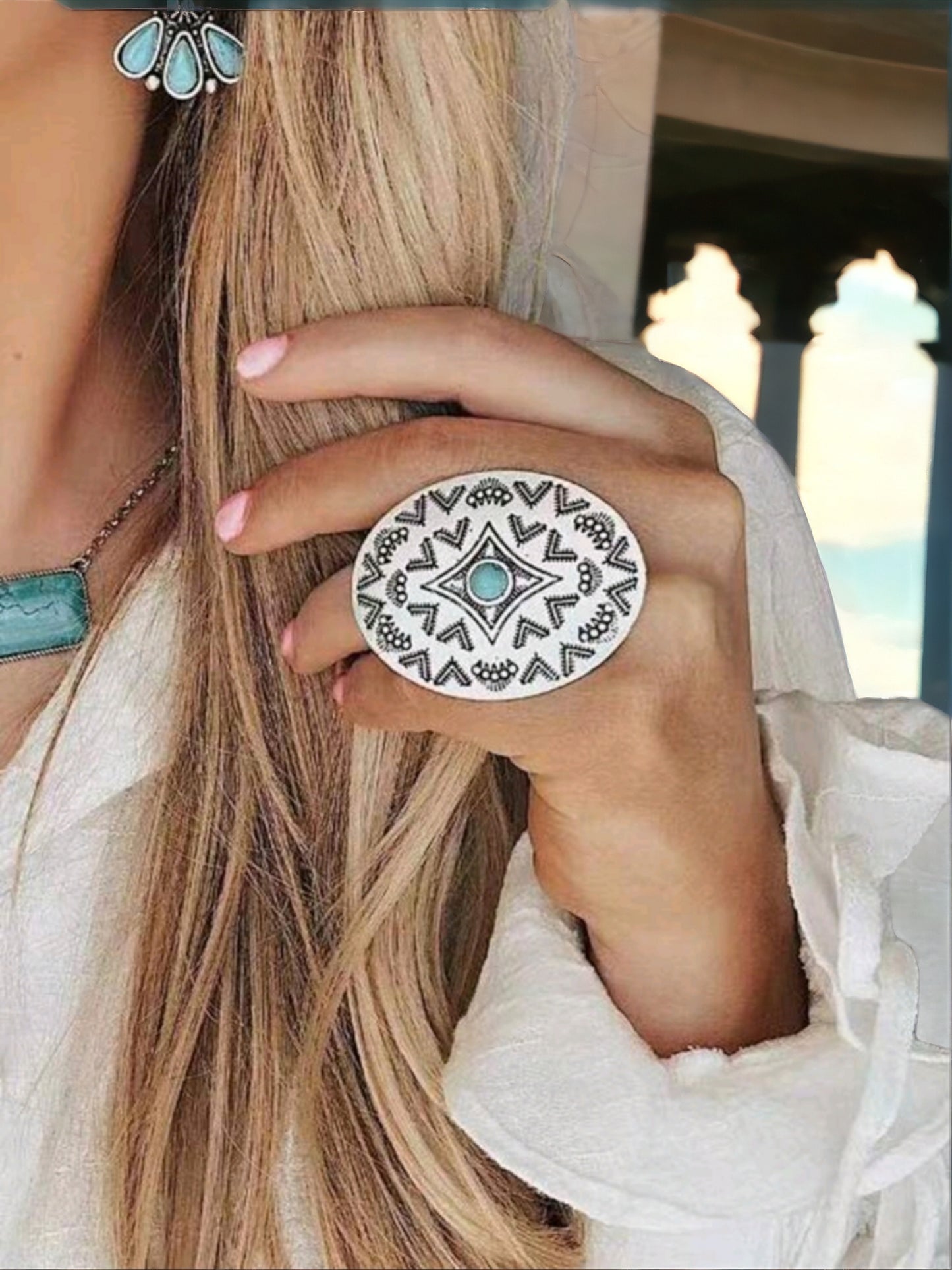 Oversized Western Statement Circular Ring