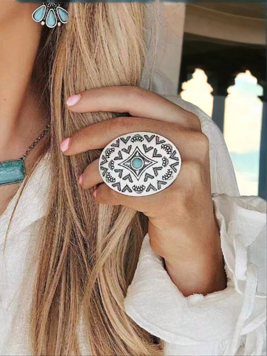 Oversized Western Statement Circular Ring