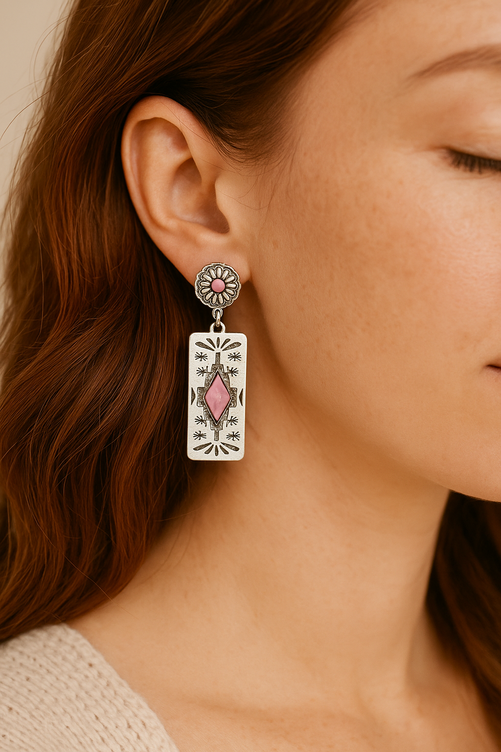 Western Sky Drops – Turquoise Engraved Western Earrings