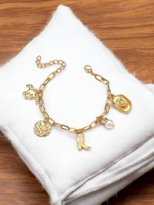 Western Charm Rodeo Queen Link Bracelet