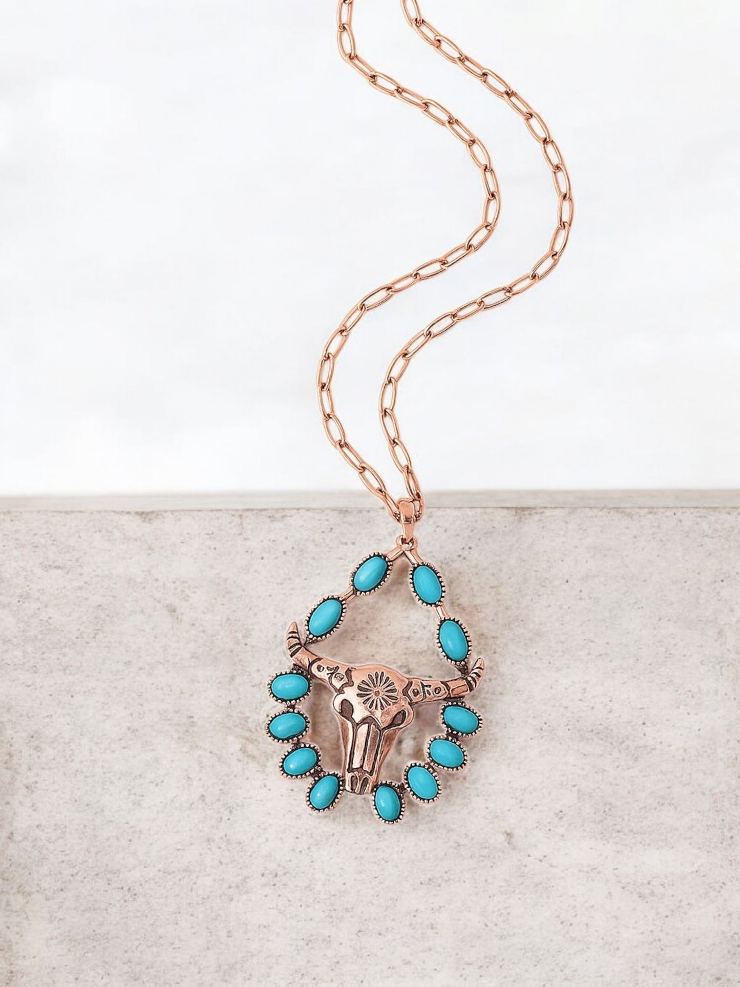 Take The Bull By The Horns Drop Pendant Western Fashion Necklace