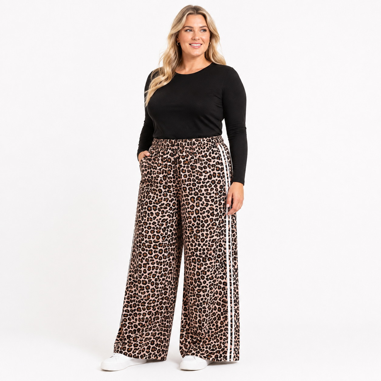 Wild at Ease Leopard Stripe Wide Leg Pants