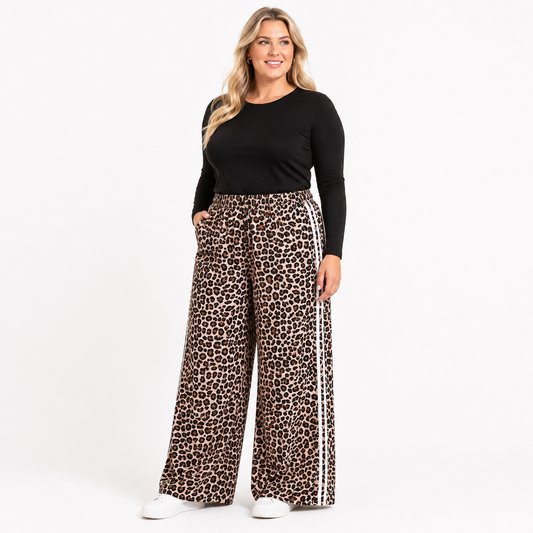 Wild at Ease Leopard Stripe Wide Leg Pants