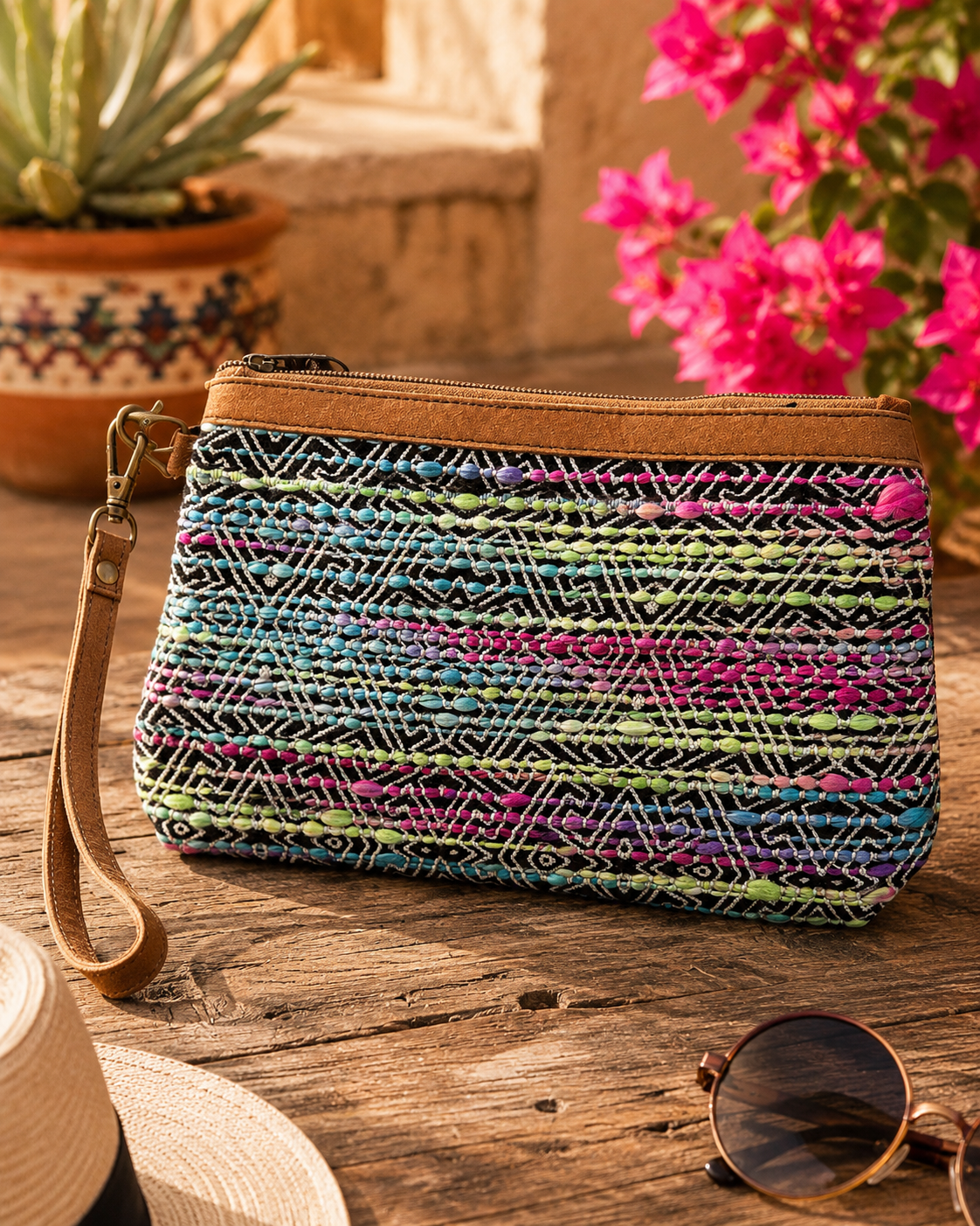 Midnight Mirage Beaded Wristlet – Colorful Boho Western Boutique Clutch Bag