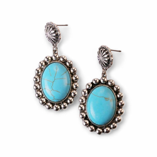 Make A Statement Cowgirl Blue Fashion Drop Earrings
