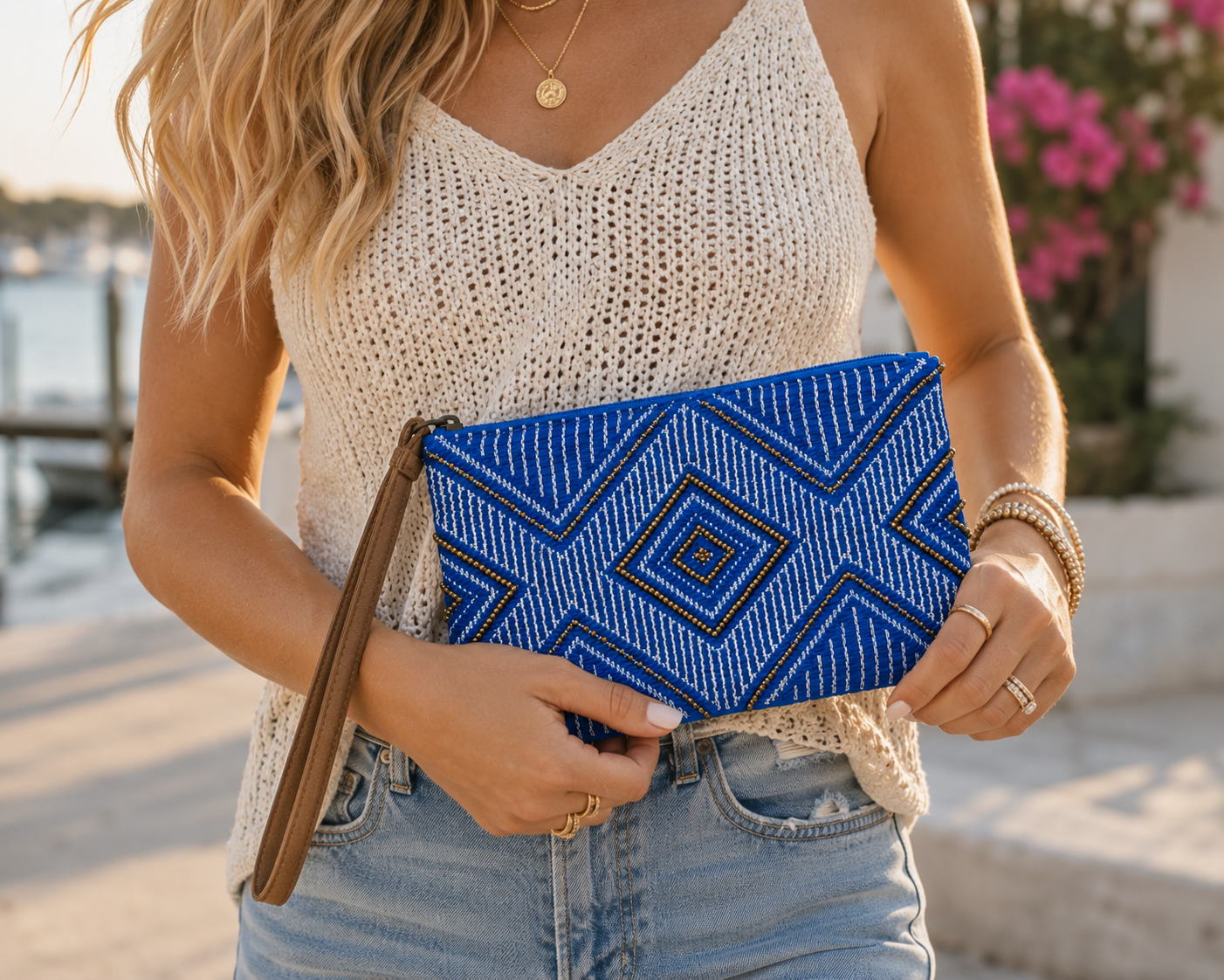 Santorini Beaded Wristlet