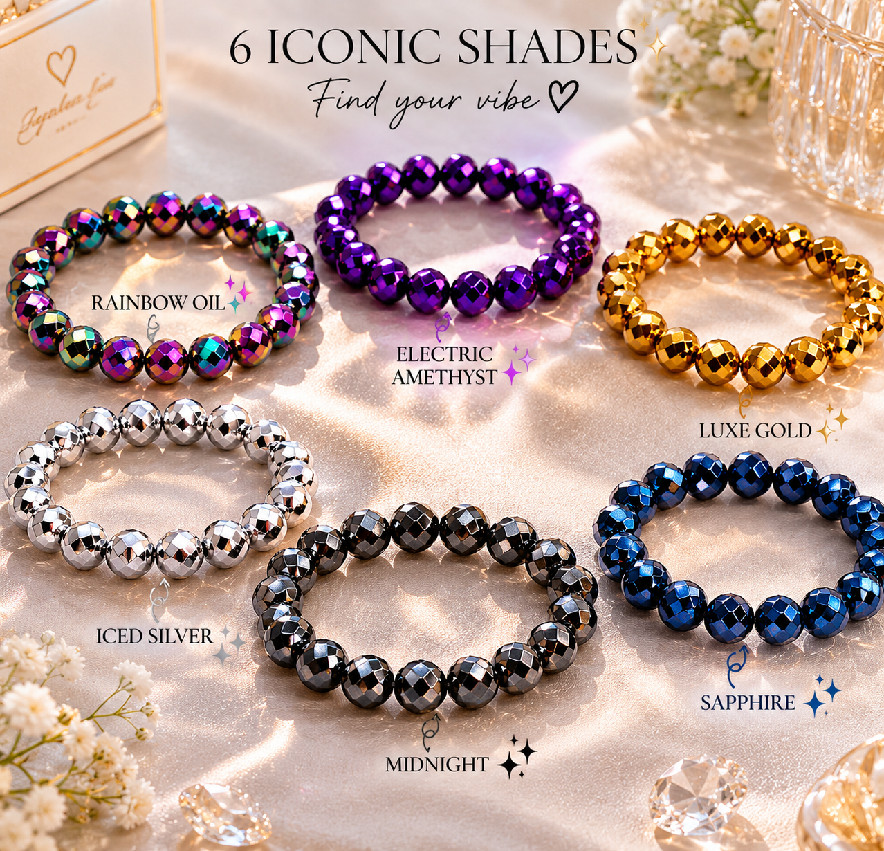 The Afterglow Glass Faceted Bracelet Collection