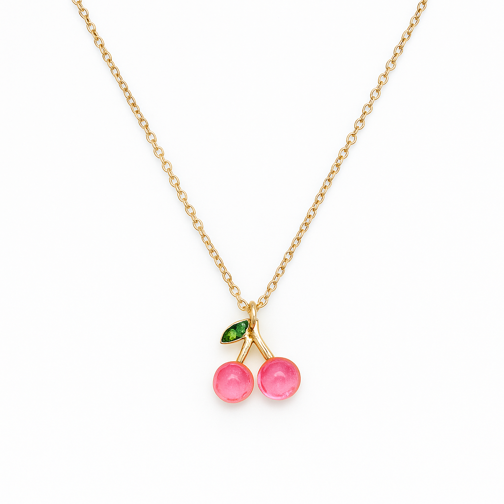 Topped Off With A Cherry Dainty Pendant Necklace