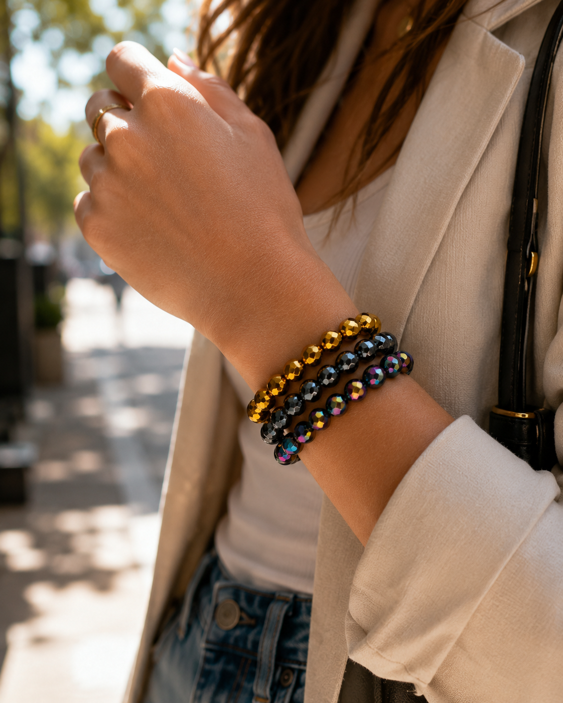 The Afterglow Glass Faceted Bracelet Collection
