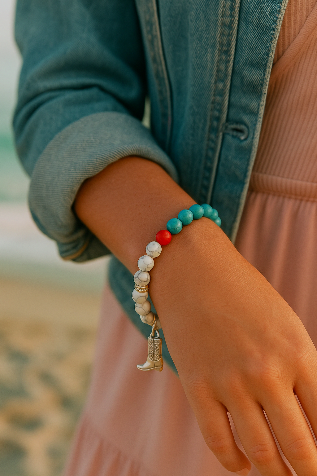Just A Hint Of The West Stretch Crackle Stone Bracelet