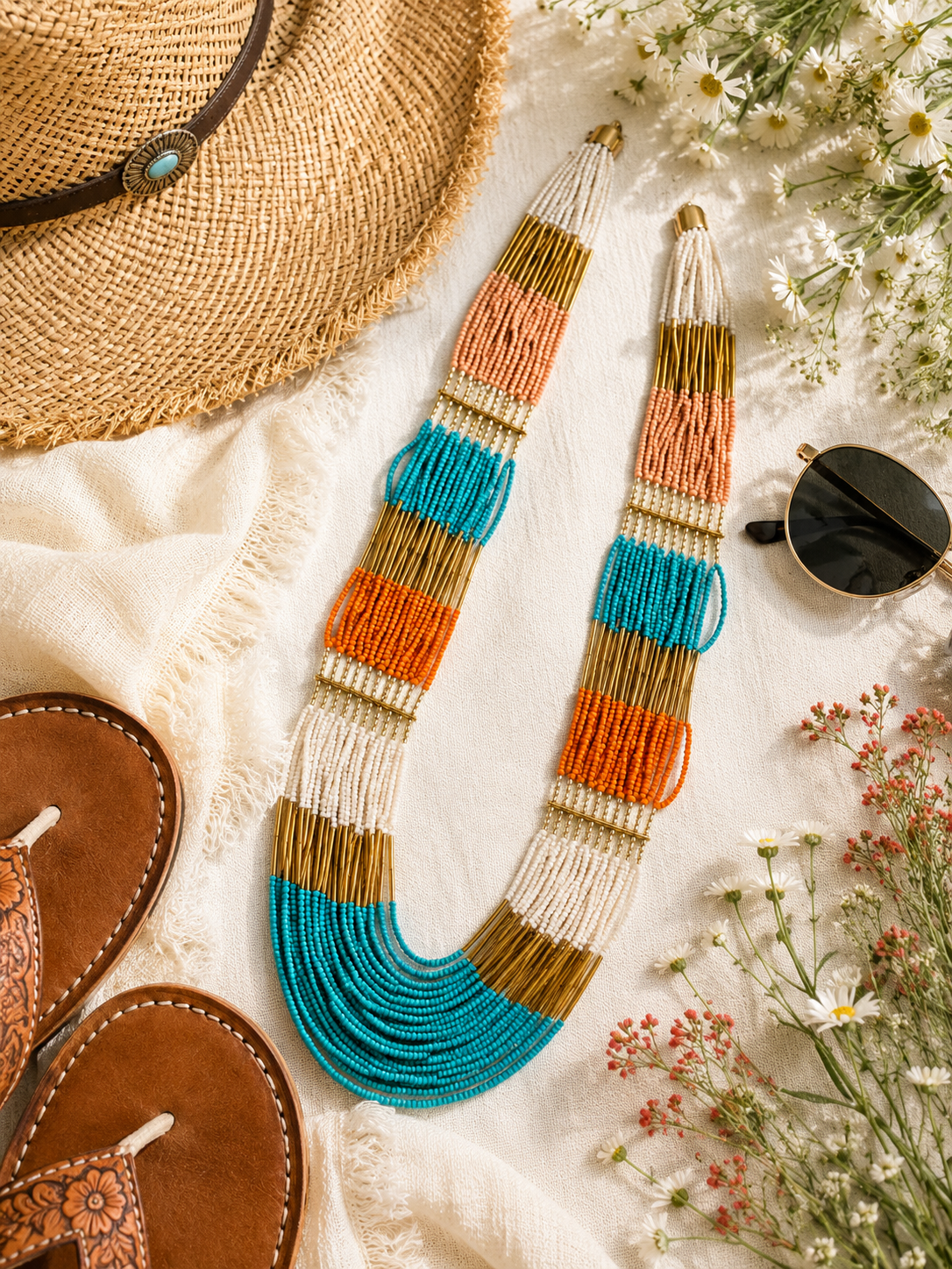 Painted Desert Beaded Statement Necklace