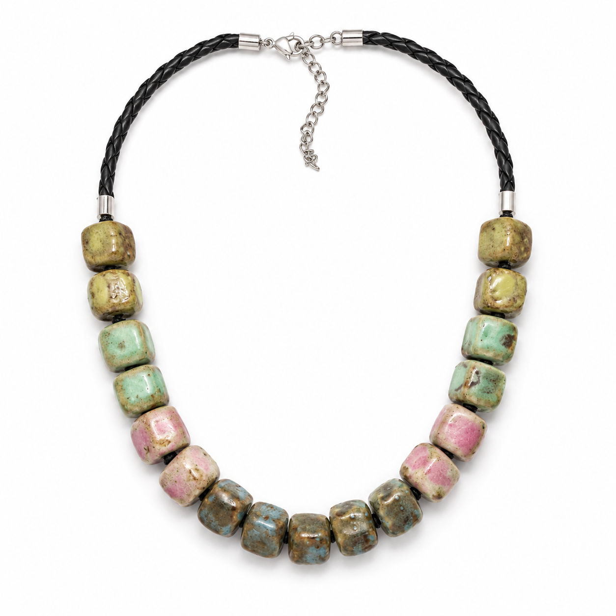 Coastal Canyon Ceramic Bead Statement Necklace- Coastal Cowgirl Boho Statement Jewelry