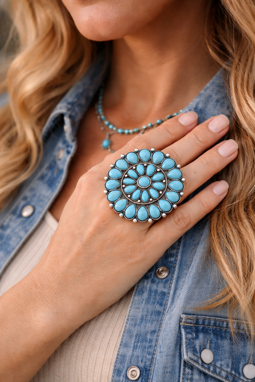 Turquoise Territory Cluster Ring